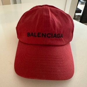 AUTH BALENCIAGA Logo Red Hat adjustable size